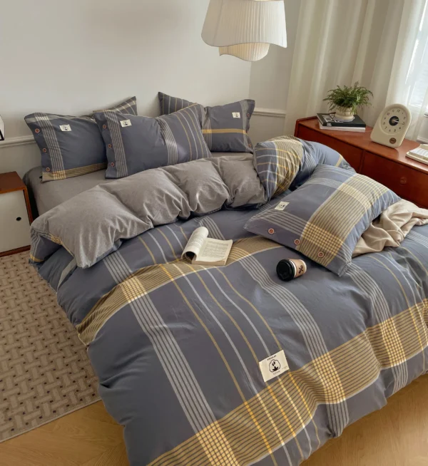 Bed sheet 100% cotton button-down yarn-dyed cotton series（1