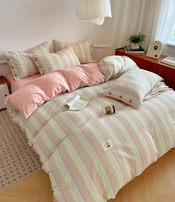 Bed sheet 100% cotton button-down yarn-dyed cotton series（1