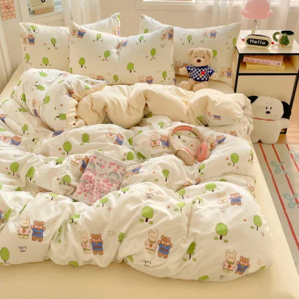 Cartoon fresh washed cotton (four-piece set) (10)