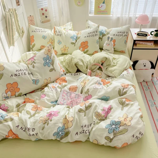 Cartoon fresh washed cotton (four-piece set) (11)