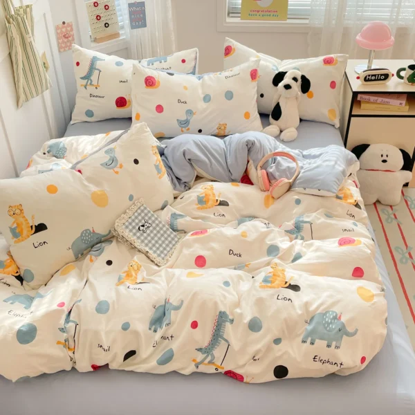 Cartoon fresh washed cotton (four-piece set) (12)