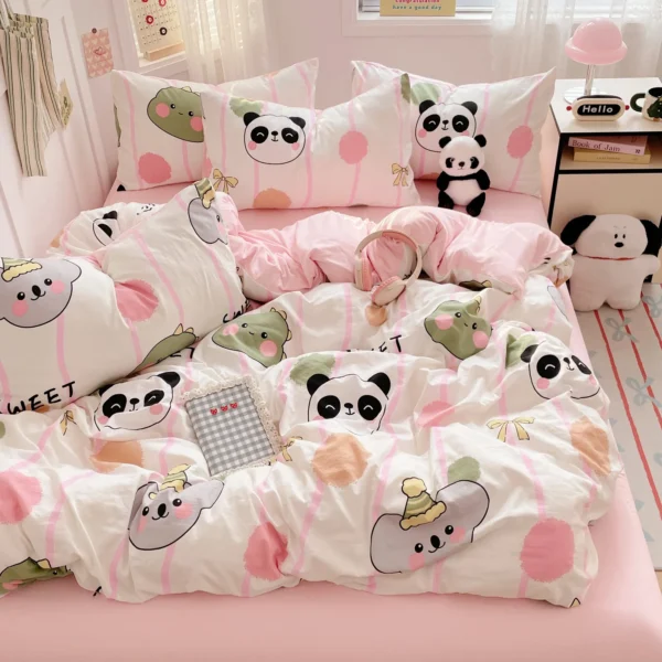 Cartoon fresh washed cotton (four-piece set) (13)