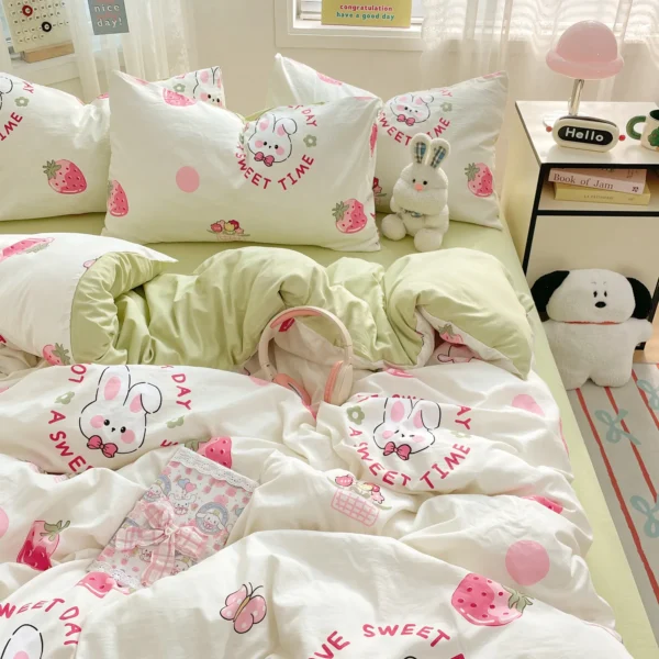 Cartoon fresh washed cotton (four-piece set) (2)