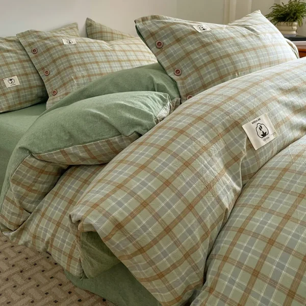 Fitted Sheet 100% Cotton Button Style Yarn Dyed Cotton Series（Extra large quilt cover 1