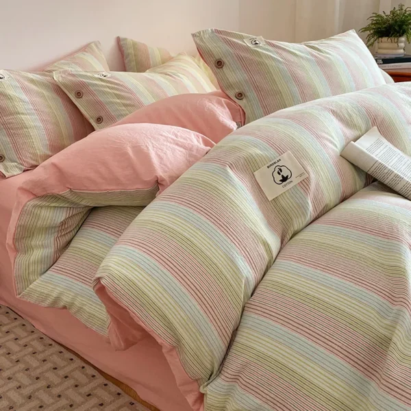 Fitted Sheet 100% Cotton Button Style Yarn Dyed Cotton Series（Extra large quilt cover 1