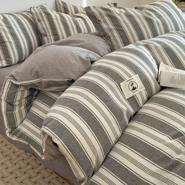 Fitted Sheet 100% Cotton Button Style Yarn Dyed Cotton Series（Extra large quilt cover 1