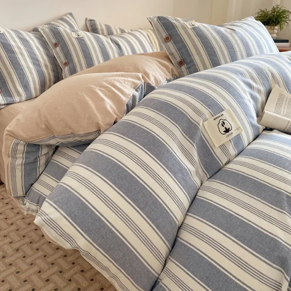 Fitted Sheet 100% Cotton Button Style Yarn Dyed Cotton Series（Extra large quilt cover 1