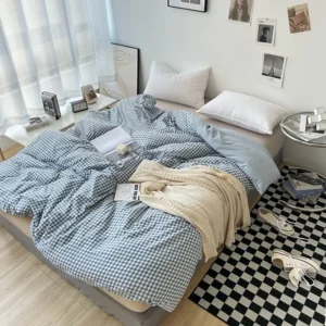 Fitted sheet MUJI printed washed cotton (set of four) (1)