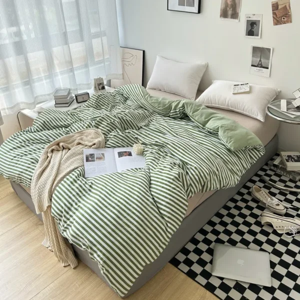 Fitted sheet MUJI printed washed cotton (set of four) (2)