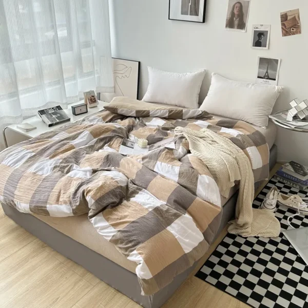 Fitted sheet MUJI printed washed cotton (set of four) (4)