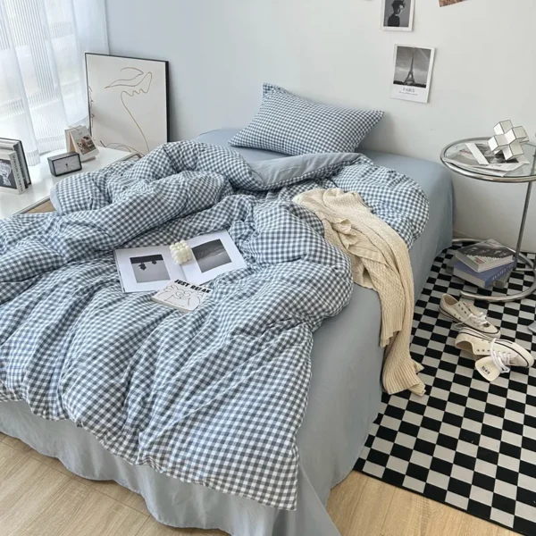 MUJI printed washed cotton bed sheet (four-piece set) (1)