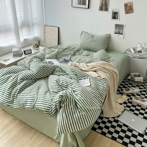MUJI printed washed cotton bed sheet (four-piece set) (3)