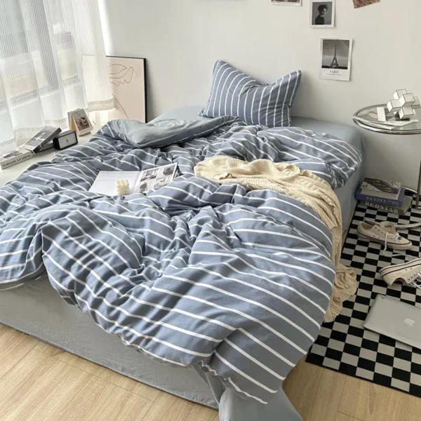 MUJI printed washed cotton bed sheet (four-piece set) (4)