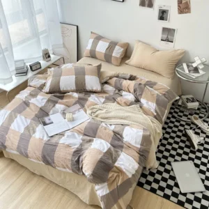 MUJI printed washed cotton bed sheet (four-piece set) (5)