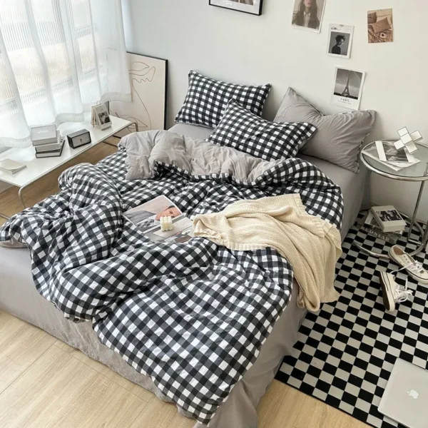 MUJI printed washed cotton bed sheet (four-piece set) (7)