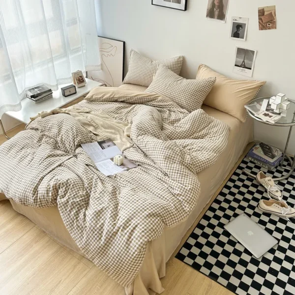 MUJI printed washed cotton bed sheet (four-piece set) (8)